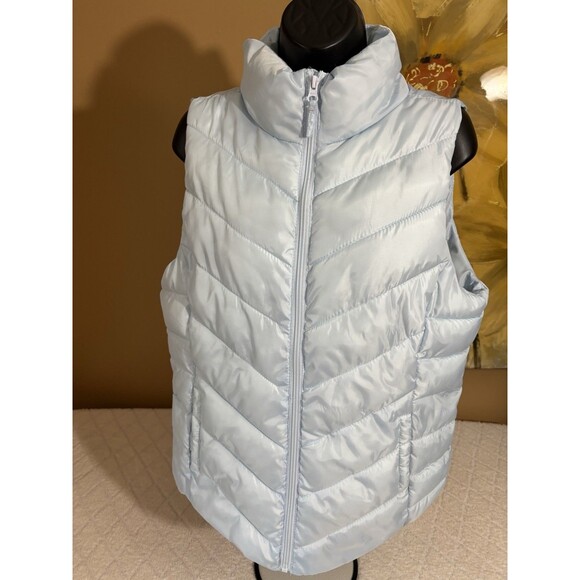 So Authentic American Heritage Light Blue Full Zip Puffer Vest Side Pockets Sz L - Picture 9 of 16